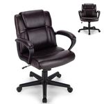 CASART PU Leather Office Chair, 330LBS Big and Tall Ergonomic Computer Desk Chair with Rocking Backrest & Armrest, Height Adjustable Executive Chair Mid-Back Swivel Chair for Home Office