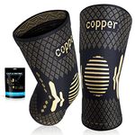 Copper Knee Support for Women/Men 2 Pack - Best Knee Brace Compression Sleeve Support for Arthritis, Knee Pain, Meniscus Tear, ACL, MCL, Joint Pain Relief, Running, Sports, Squats