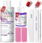 SAVILAND Acetone Nail Polish Remover Kit: Gel Remover with Cuticle Oil Rich in Castor Oil & VE for Repairing Nail, Nail File Buffer Tools for Dip Acrylic Remove Quick Expert Home Salon Use 8.45 Oz