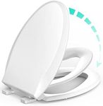 Elongated Toilet Seat with Built-in Potty Training Seat for Toddlers& Adults, Slow Close, Never Loosen, Heavy Duty, Ergonomic, Space Saving Toddler Toilet Seat(Elongated 18.5", Oval)