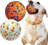 2 Pack Dog Toy Balls Indestructible Dog Tennis Ball Aggressive Chewers 3inch/7.5cm Dog Toys for Medium Large Dogs Interactive Durable Bouncy Dog Chew Balls Water Toy Fetch Balls (Orange+White)