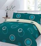 Axcent Comfort Printed Eden Circles Teal King Size Duvet Quilt Cover Set with Pillowcases, (230x220 cm) New Modern Design Polycotton Bedding Sets