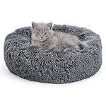 Holdfiturn Plush Donut Dog Bed Cat Bed Plush Cuddler Bed for Dogs And Cats Non-Slip Base Soft and Fluffy 70cm Dark Grey