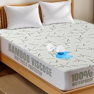(King) - Waterproof Bamboo Mattress Protector - Hypoallergenic fitted Mattress Cover - Breathable Cool Flow Technology - Vinyl Free (King) by Utopia Bedding