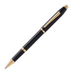 Cross Century II Black Lacquer Rollerball Pen with 23KT Gold Plated Appointments (414-1)