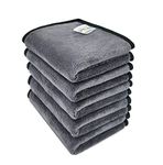 SOFTSPUN Microfiber Super Absorbent Small Wipes, 500 GSM 20X30 Cms 5 Piece Grey! Silk Banded Edge Towel Set Extra Thick Microfiber Cleaning Cloths Perfect for Bike.……