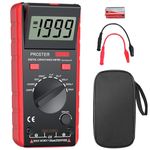 Proster Capacitance Meter 2000Counts 200pF-20mF Digital Capacitance Meter Handheld Manual Range Capacitance Test Meter with Capacitor Meter Crocodile Clips Screwdriver Battery Portable Bag