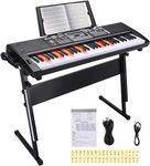 24HOCL 61 Key Premium Electric Keyboard Piano for Beginners with Stand, Built-in Dual Speakers, Microphone, Headphone, Stand & Display Panel (Black)