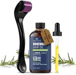 Botanic Hearth Derma Roller for hair growth with Rosemary Hair Oil (2oz) | Micro needling roller .25 mm Titanium 540 needles for Scalp & Beard | for Women & Men | Includes Biotin, Jojoba & Castor Oil