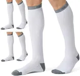CS CELERSPORT 3 Pairs Compression Socks for Men 20-30mmHg Circulation Socks For Running, Traveling, Shin Splints, Nurse, Athletic And Pregnancy White