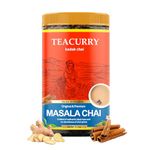 TEACURRY Masala Chai (100 Grams, 50 Cups) - Masala Assam Tea for Digestion - 100% Natural Spiced Black Tea with Real Elachi, Ginger, Cinnamon, Bay leaves, Pepper, Turmeric & More | Masala Tea Chai