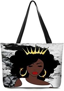 AZPSRT Tote Bag for Women African American Shoulder Handbag Large Capacity Work Fit 15.4 Inch/17.7inch, Black13, Large