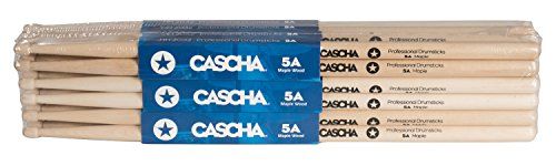 CASCHA professional drumsticks 5A robust maple sticks - drumsticks wood - professional drum accessories - drumsticks maple - drum sticks - drumsticks wooden head model 12 pair (24 pcs)