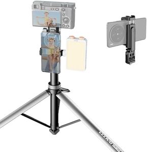 Leekai LK56 Aluminum Light Stand with Phone Holder, 83.9''/213cm Adjustable Tripod, Extendable Camera Phone Tripod with 1/4" Screw for Travel, DSLR Camera, Ring Light, Video Rig, Max Load 20 lbs
