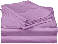 Luxury Bedding Set-800 Thread Count-4Pcs Bed Sheet Set Lilac Solid Twin XL Sheets, Fits Mattress Upto 15" Deep Pocket Bedsheet and Pillowcase(100% Cotton Lilac Solid Twin XL Sheets)