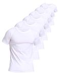 Comfneat Men's 6-Pack Invisible Enlarged Collar Undershirts 100% Cotton Comfy Crew Neck T-Shirts (White 6-Pack, XX-Large)