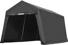 ADVANCE OUTDOOR 8X14 ft Steel Metal Peak Roof Anti-Snow Portable Garage Shelter Storage Shed Carport for Motorcycle Bike or Garden Tools with 2 Roll up Doors & Vents, Gray