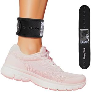 SimplyWalk Adjustable Ankle Band for Fitness Pedometer, Soft Wear Ankle Band with Transparent Pouch for Step Counter and Smart Watch (Pedometer Not Included) (Black)