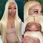 Maycaur 30 Inch #613 Blonde Hair Synthetic Lace Front Wigs with Baby Hair Light Yaki Glueless HD Lace Wigs Natural Hairline Pre-Plucked Long Straight Wigs for Black Women