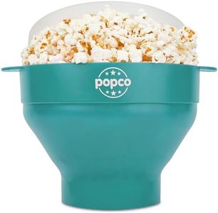 The Original Popco Silicone Microwave Popcorn Popper with Handles, Silicone Popcorn Maker, Collapsible Bowl Bpa Free and Dishwasher Safe - 15 Colors Available (AQUA)