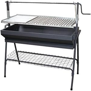 Imex El Zorro 71764 - Barbacoa con Parrilla-Plancha y Elevador, Negro, 80x50x115 cm