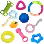 emily pets Dog Chew Toys Combo of 10pcs Rubber Ring Toy,Teether,Dumble Teether & Latex Non-Toxic Toys Dog Toys & Puppy Toys (Color May Vary)