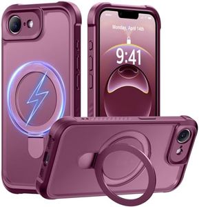 MOCCA Design for iPhone 16e Case with Magnetic Invisible Stand [Full Camera Protection] [Compatible with Magsafe] Military Drop Shockproof Translucent Matte Phone Case Cover 6.1",Wine Red