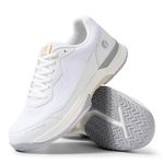 FitVille Wide Pickleball Shoes for Women Tennis Court Shoes Wide Width Badminton Shoes Sneakers for Flat Foot White Grey