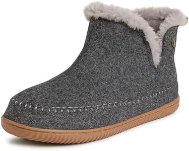 Dearfoams Men's Brixen Indoor/Outdoor Memory Foam Boot Alpine Camping Cozy Slipper House Shoe, Dark Heather Grey, 11-12