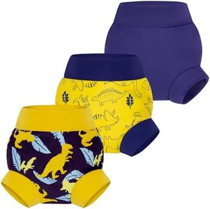 BIG ELEPHANT Reusable Baby Swim Diapers 3pcs– Adjustable, Easy-Wash Swimming Diaper – Soft, Breathable, Waterproof Swim Wear for Boys, 12-24 Months