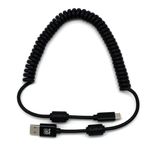 Digirig Coiled Shielded USB-A to USB-C Cable with Ferrites