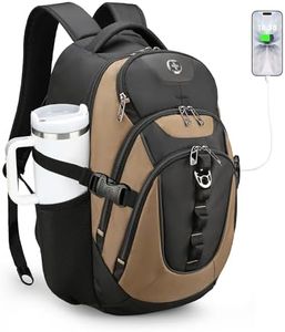 Swissdigital Design Business Laptop Backpack with Smart USB Charging Port, Travel Backpack Fits 15.6 inches Laptops, Water Repellent College Backpack for Men Women, Tan/Black | SD803