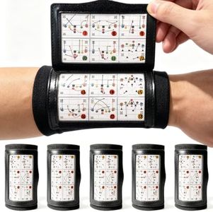 1NMORE 5v5, 7v7 Football Wristbands with Playbook System, Quarterback Wrist Coach for Youth, Flag Football Wrist Bands with Plays Stickers & PVC Cards (Black-5Pcs, 7 on 7)