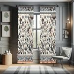 Ambesonne Ethnic Window Curtains, Southwestern Geometric Shapes with Folk Botanical Floral Ornaments, Lightweight Decor 2-Panel Set with Rod Pocket, Pair of - 28" x 84", Pale Rust Blue Grey Ivory