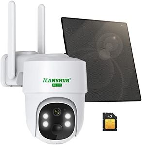 Manshur® 4G LTE Cellular Security Camera Outdoor Wireless, Cameras Without WiFi Needed 360°PTZ 2K/3MP Color Night Vision, 2 Way Talk, PIR Motion Detection, Spotlight, No WiFi Supported, IP66, Cloud