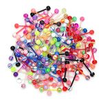 CrazyPiercing Wholesale 14g Tongue Rings Barbells Assorted Colors 110 PCS Acrylic Ball