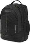 JanSport Odyssey Laptop Backpack for 15” Computer or 3L Hydration System, Black - Large Bag Adults with Tuck-Away Hip Belt, 2 Main Compartments - Premium College Essentials