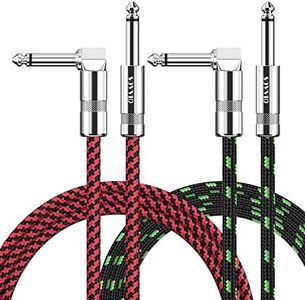 Guitar Cable 10FT 2 Pack - 1/4 Inch Instrument Cord for Electric Guitar, Bass, Keyboard, and Pro Audio - Green and Red