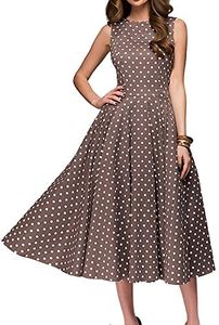 Simple Flavor Women's Vintage Dress Sleeveless O-Neck Party Cocktail Dress (Brown, XXL)