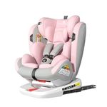 StarAndDaisy 3-in-1 Baby Car Seat for 3-7 Years with ISO Fix, 360° Free Rotation, Multi Level Height Adjustment, 3 Position Recline Seat- Pink