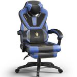 Dowinx Gaming Chair with Footrest, Big and Tall Gaming Chair for Heavy People, Computer/PC Gamer Chair for Adult with Massage (Blue)