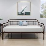 Metal Daybed Frame Twin Steel Slats Platform Base Box Spring Replacement Bed Sofa for Living Room Guest Room (Twin, Dark Copper)