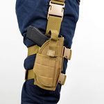 YOCOOL Drop Leg Holster Airsoft Pistol Gun Holster Right Handed Tactical Molle Adjustable with Magezine Pouch, khaki