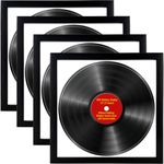 MKF, 4 Pack,12.5x12.5 Inch,LP Vinyl Record Album Frame Display 12" LP Vinyl Record Itself With Mat, Or Display Vinyl LP Album Covers Without Mat, Spring Clips (Black Frame White Mat, 4)