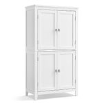 VASAGLE Bathroom Cabinet, Bathroom Storage Unit, Kitchen Cabinet, Freestanding Cabinet with 4 Doors, Adjustable Shelves, 30 x 60 x 110 cm, White BBC552P31