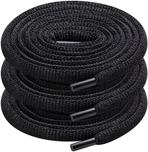 UpUGo 3 Pair Oval Shoe Laces, Half Round 1/4" Shoelaces for Athletic Running Sneakers Shoes Boot Strings, Black, 40"/102cm
