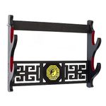 Sword Holder Katana Wall Mount Katana Display Stand Weapon Stands, Velvet Padded Wakizashi Samurai Sword Rack Bagua Logo (2 Tier)