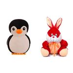 Babique Penguin Stuffed Soft Toy Plush for Kids Baby Boy Girl Birthday (Black 28cm) Rabbit Stuffed Soft Toy Plush for Kids Baby Boy Girl Birthday (25cm)