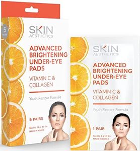 Skin Aesthetics Vitamin C & Collagen Under Eye Patches - Reduces Dark Circles, Wrinkles & Crow's Feet, Brightening - Dermatologist Tested Korean Skincare - Clean Beauty, Cruelty-Free - 5 Pairs