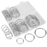 AMOSTBY Loose Leaf Binder Ring,40Pcs Assorted Sizes (1,1.5,2 Inch) Nickel Plated Steel Rings for Index Cards, Rings for Flash Cards，Classromm,Office,Home Decor